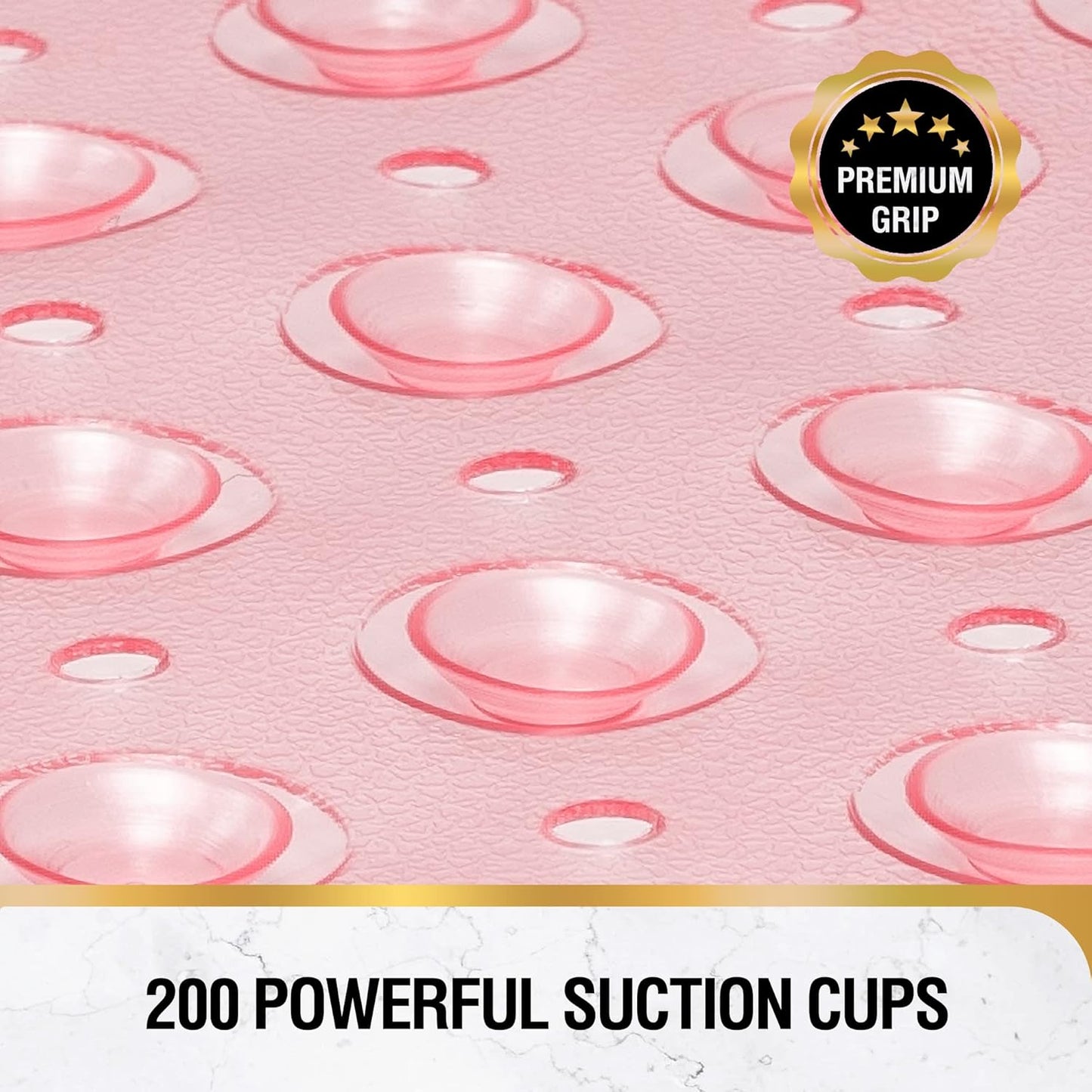 HITSLAM Bath Mat for Tub, Non Slip Bathtub Mat, 40 x 16 Inch Extra Long Bath Tub Mat, Machine Washable Bathroom Shower Mat with Suction Cups and Drain Holes, Soft on Feet, Clear Pink