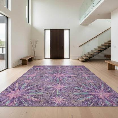 Design&I 5'x7' Easy Clean Abstract Abstract Accent Rug, Pink Sleek Flatweave Pet Friendly & Non-Slip Built-in Grip Floor Covering for Small Living Room, Playroom, Bedroom | 2156615