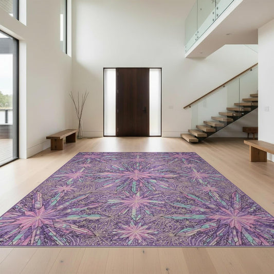 Design&I 5'x7' Easy Clean Abstract Abstract Accent Rug, Pink Sleek Flatweave Pet Friendly & Non-Slip Built-in Grip Floor Covering for Small Living Room, Playroom, Bedroom | 2156615