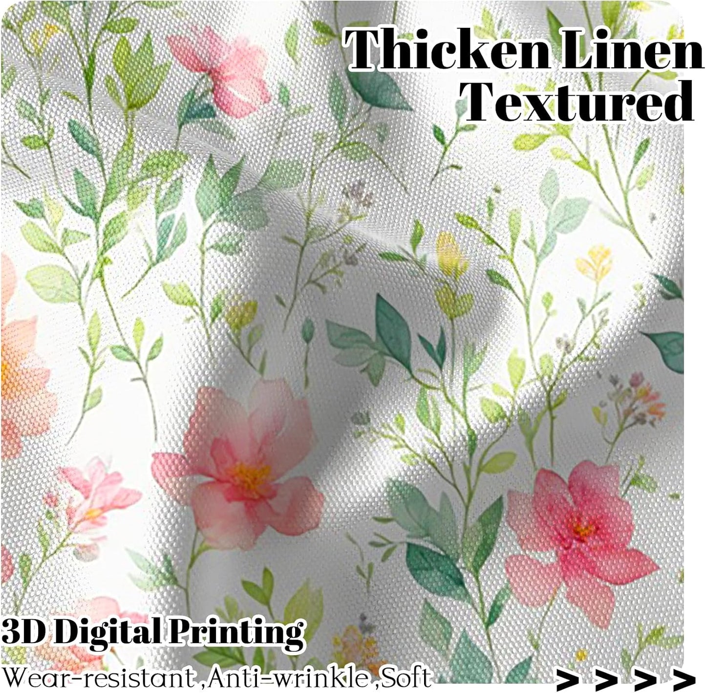 Renaiss 42x18 Inch Spring Floral Kitchen Valance Curtain Sage Green Leaf Pink Flower Short Cafe Curtains Farmhouse Rustic Window Treatment Valance Spring Home Decor