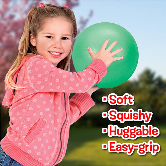 Small World Toys Gertie Handball, 9" Inflatable Sensory Balls, Soft Huggable Squishy Bouncy Ball for Kids Ages 3+, Toddler Ball for Sensory Development (Pink)