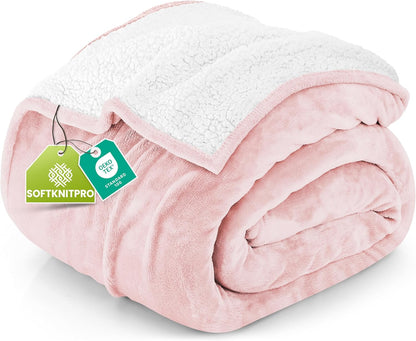 Utopia Bedding Sherpa Blanket Twin Size (Pink, 60x80 Inches) - Soft Lightweight Plush Fleece Reversible Winter Blanket for Bed, Sofa, Couch, Camping and Travel