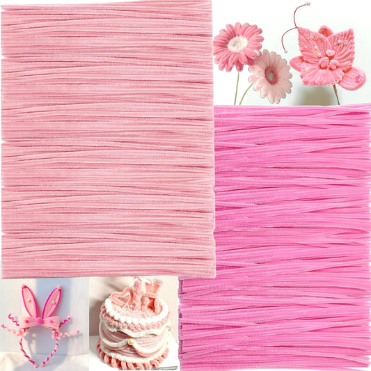 BVMGTT Pink Pipe Cleaners (200 Pack) - 2 Color Assortment, Extra Durable & Bendable, Bulk for Crafts | DIY Flowers, Valentine’s Gifts, Party Decorations