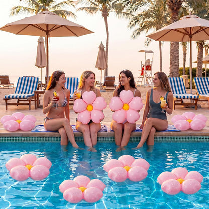 Inflatable Cherry Blossoms Pool Floats with Air Pump, 14.5 Inch Sakura Floral Blow up Flowers PVC Floaties for Wedding Birthday Shower Bachelor Party Pool Decoartions