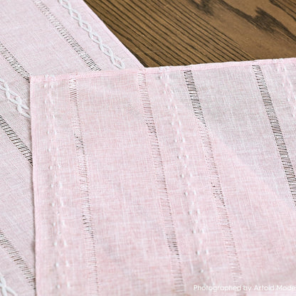 Artoid Mode Pink Rustic Cotton Linen Table Runner, Seasonal Embroidered Hollow Kitchen Dining Table Decoration for Home Party Decor 13x72 Inch