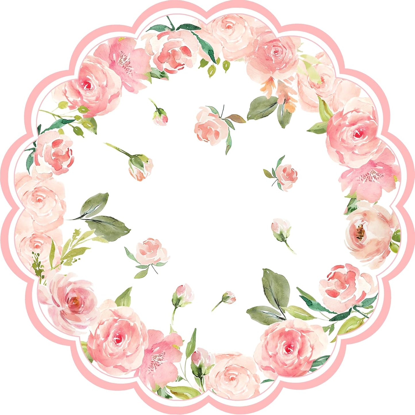 50 Pack Paper Placemats Disposable Pink Rose Floral Wedding Disposable Placemats Round Place Mats Spring Summer Table Mats for Birthday Wedding Anniversary Bride Party Supplies 13.7 Inch