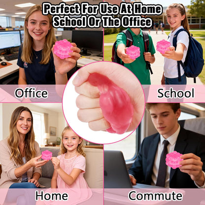 Ice Cube Squishy Fidget Toy, Standard Size 1.96 in Stress Ball for Adults and Kids, Puffwize Soft Textured Sensory Toy with Irregular Shape for Anxiety Relief and Improving Focus(Pink)