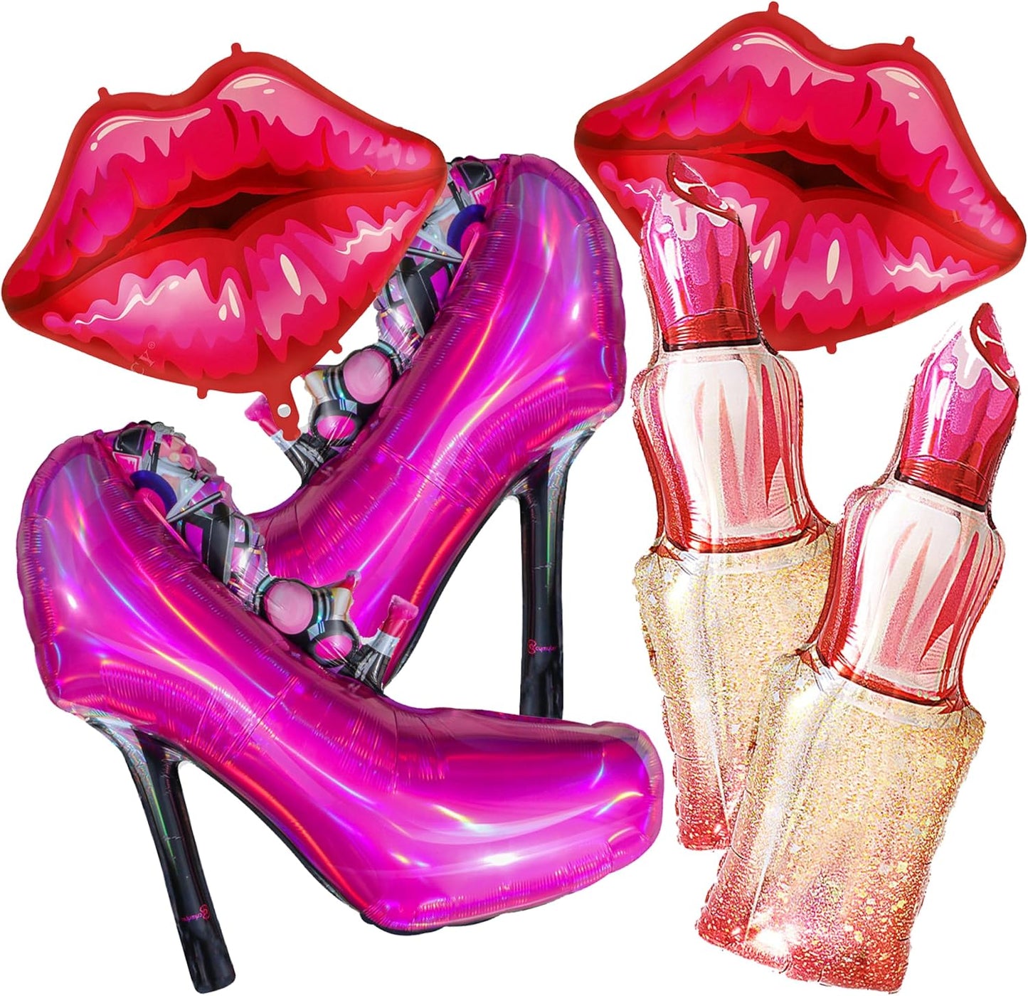 Lip balloon lipstick foil Lady high heels decoration,Valentine's Day, wedding, bridal shower, spa party, bachelor party decoration, Spa Party Supplies for Girls, Pink