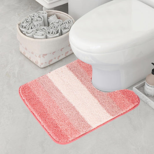 Walensee Bathroom Contour Rug (20 x 24, Ombre Pink) Bath Mat Non Slip Water Absorbent Soft Microfiber Shaggy Bathroom Rug Machine Washable Bath Mat U Shape Toilet Rug