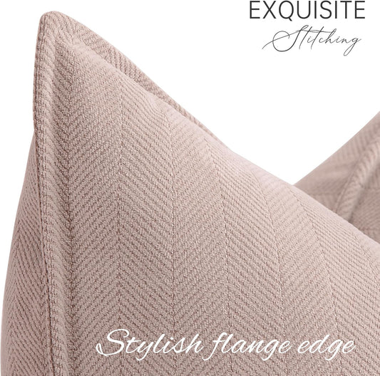 ZWJD Dusty Pink Valentine Pillow Covers 18x18 Set of 2 Chenille Throw Pillow Covers with Elegant Design Soft and Luxurious Decorative Throw Pillows for Couch, Bed, and Home Decor