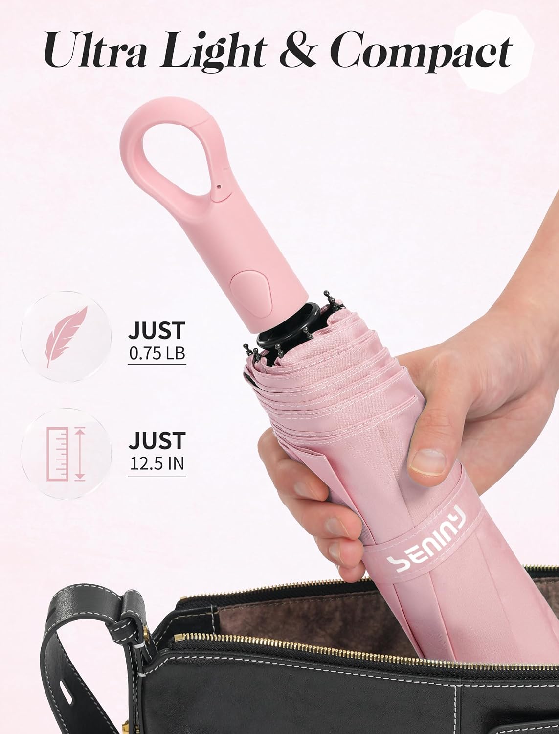 Seniny Umbrellas for Rain with Ring Buckle - Travel Umbrella Compact for Backpack, Car, Walking, Automatic UV Umbrella for Sun Protection, Small Portable & Folding Umbrellas for Windproof, Women Kids