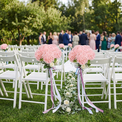 IPOPU 6PCS Real Touch Faux Hydrangea Artificial Flowers Light Pink Hydrangeas with Stems Lifelike Fake Hydrangeas for Home Table Wedding Baby Shower Party Floral Arrangements (Light Pink)