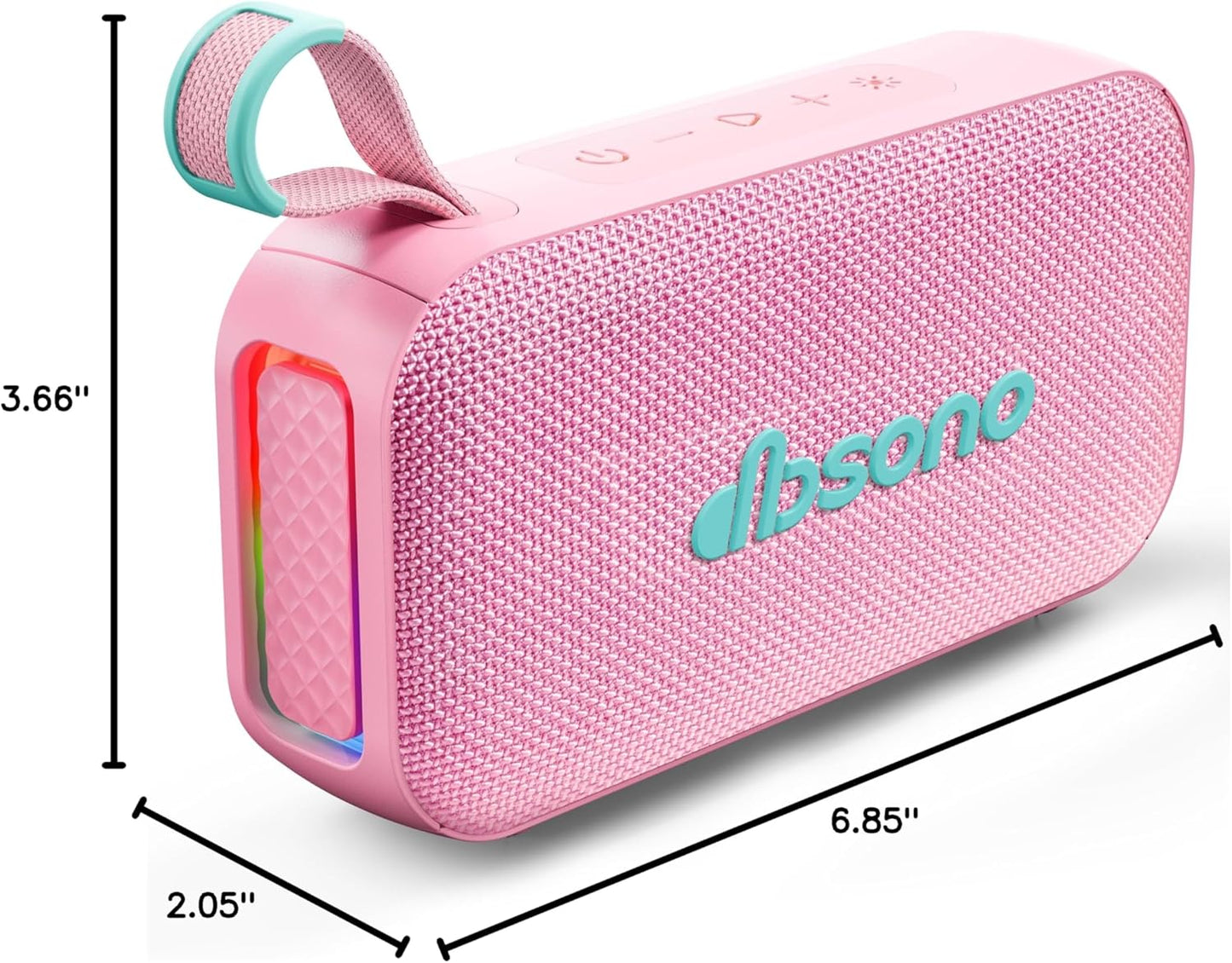 Bluetooth Speaker Stereo 20W Loud Sound: 30H Playtime, IPX5 Water Resistant, Portable Wireless Speakers, Powerful Bass, Lightshow, Birthday Gifts for Men/Adults/Teens, Beach Vacation Essentials, Pink