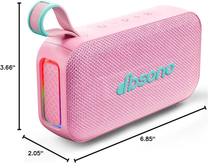 Bluetooth Speaker Stereo 20W Loud Sound: 30H Playtime, IPX5 Water Resistant, Portable Wireless Speakers, Powerful Bass, Lightshow, Birthday Gifts for Men/Adults/Teens, Beach Vacation Essentials, Pink