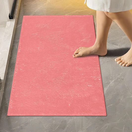Plain Pink Solid Color Bathroom Rugs, Non Slip Dry Quickly Bath Mat, Absorbent Soft Bath Rugs for Bathroom, Toilet and Shower Floor