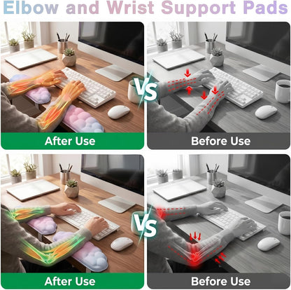 L-Shaped Desk Elbow Pad for Desk Cloud Wrist Rest for Computer Keyboard and Mouse Elbow Wrist Support Padding Non-Slip 2 Pack Ergonomic Desk Edge Cushion Arm Rest for Desktop Gaming Office Pink Purple