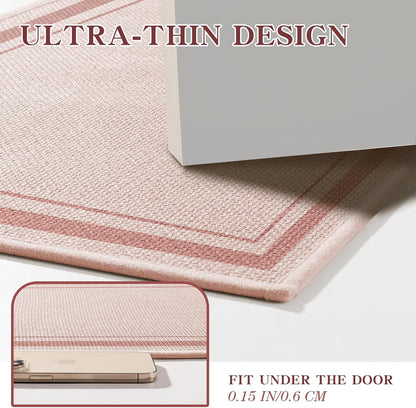chakme Bathroom Rugs Mat 24x17, Ultra Thin Non Slip Bath Mat Small Quick Dry Absorbent Bath Mat for Bathroom Floor, (Light Pink, 24"x17")
