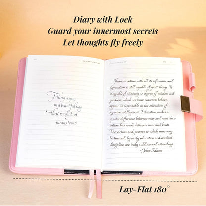 CAGIE Diary with Lock for Girls Women Pink Vintage Journal with Lock Refillable Leather Locked Diary 224 Pages Secret B6 Lockable Journals with Gift Box for Teen Girls 8.0 x 5.5 Inch
