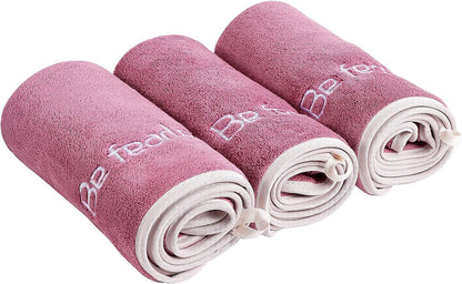 Microfiber Gym Towel Set for Men Women, Super Soft and Quick-Drying Towels for Fitness, Yoga, Cycling, Swimming (Dark Pink, 3 Pack)