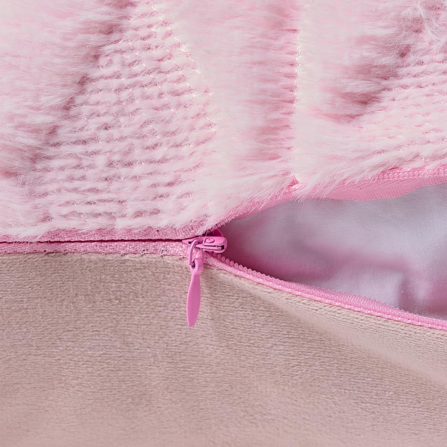 Volcanics Light Pink Valentines Pillow Covers 18x18 Inches, Pack of 2 Faux Wool Decorative Farmhouse Velvet Couch Pillow Case, Soft Plush Square Boho Cushion Pillowcase