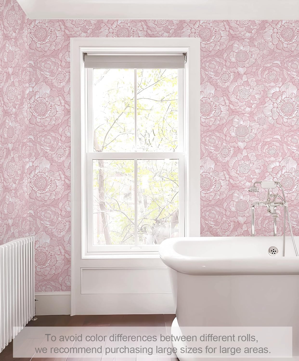 HeloHo Pink Peel and Stick Wallpaper Pink Floral Contact Paper Boho Wallpaper Removable Self Adhesive Flower Wall Paper for Cabinet Bathroom Bedroom Decoral Papel Tapiz para Pared 17.3" X 78.7"
