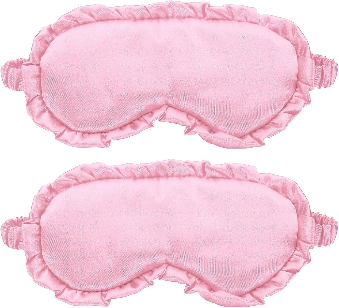 uxcell 2 Pcs Silk Sleep Masks, Soft Satin Eye Protection Block Light Mask, Block Light Eye Sleep Cover with Adjustable Straps, Unisex for Nighttime Sleeping, Travel Nap, Pink