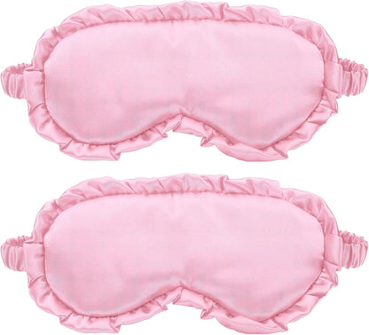 uxcell 2 Pcs Silk Sleep Masks, Soft Satin Eye Protection Block Light Mask, Block Light Eye Sleep Cover with Adjustable Straps, Unisex for Nighttime Sleeping, Travel Nap, Pink