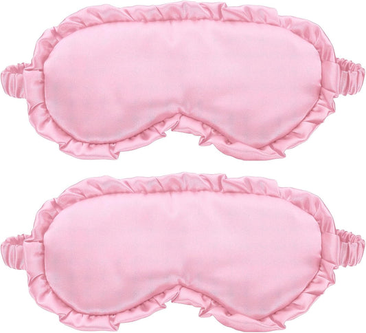 uxcell 2 Pcs Silk Sleep Masks, Soft Satin Eye Protection Block Light Mask, Block Light Eye Sleep Cover with Adjustable Straps, Unisex for Nighttime Sleeping, Travel Nap, Pink