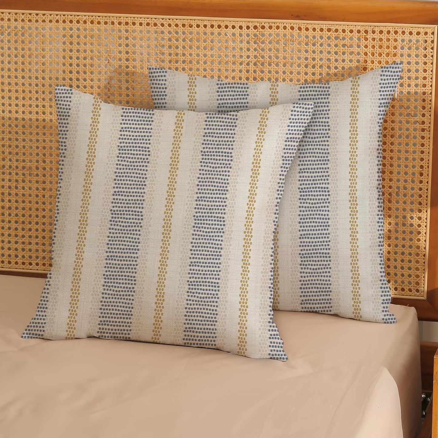 Pink Sage Green Pillow Covers 18x18 Inch 2 Pcs Boho Preppy Polka Dots Striped Decor Throw Pillows Modern Geometric Outdoor Farmhouse Decoration Pillowcase Linen Cushion Cover for Couch Sofa