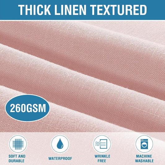 H.VERSAILTEX Linen Textured Table Cloths Round 70 Inch Premium Solid Tablecloth Spill-Proof Waterproof Table Cover for Dining Buffet Feature Extra Soft and Thick Fabric Wrinkle Free, Baby Pink