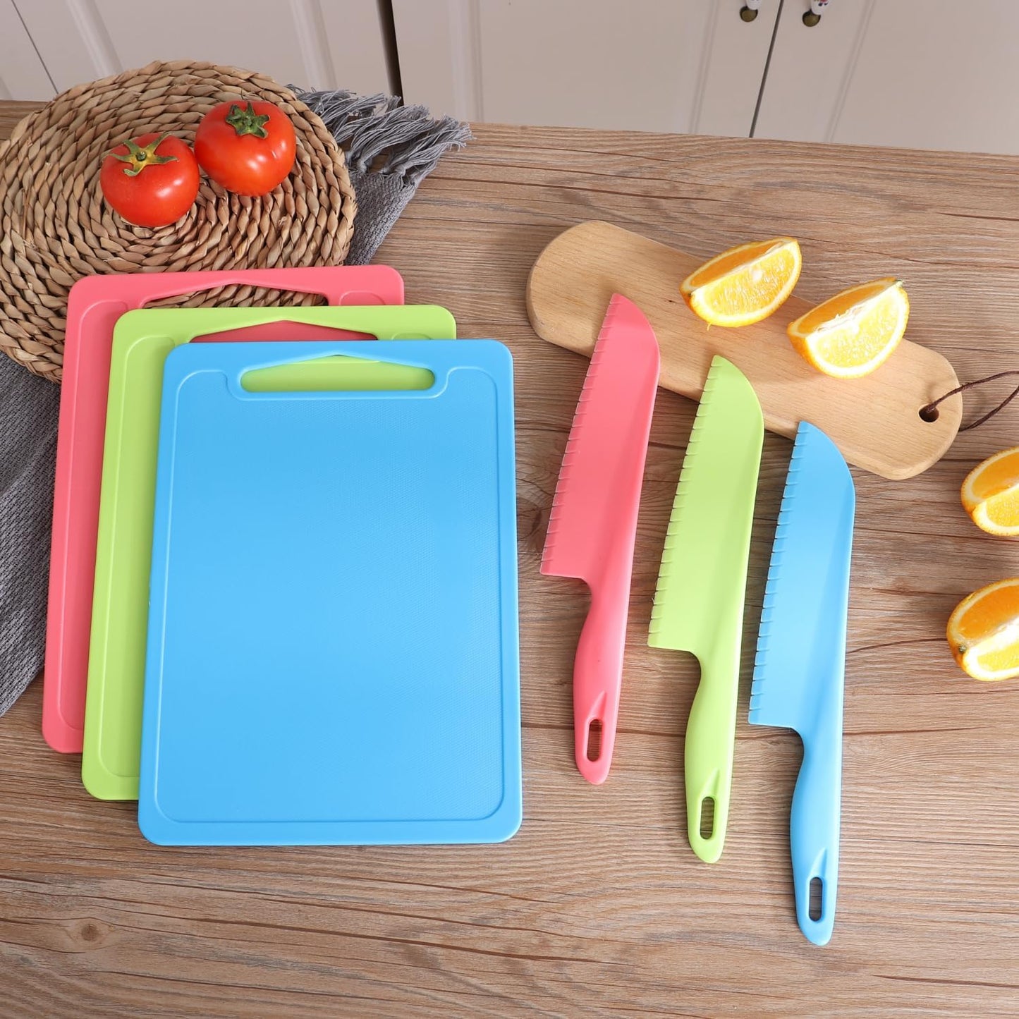 jawbush 11" Professional Plastic Lettuce Knife with Serrated Edges for Cutting Salad Fruit Cake Bread Brownie Lasagna or Various Veggies, Pizza Cutter, Nylon Knife for Nonstick Pans, 2 Pack Pink