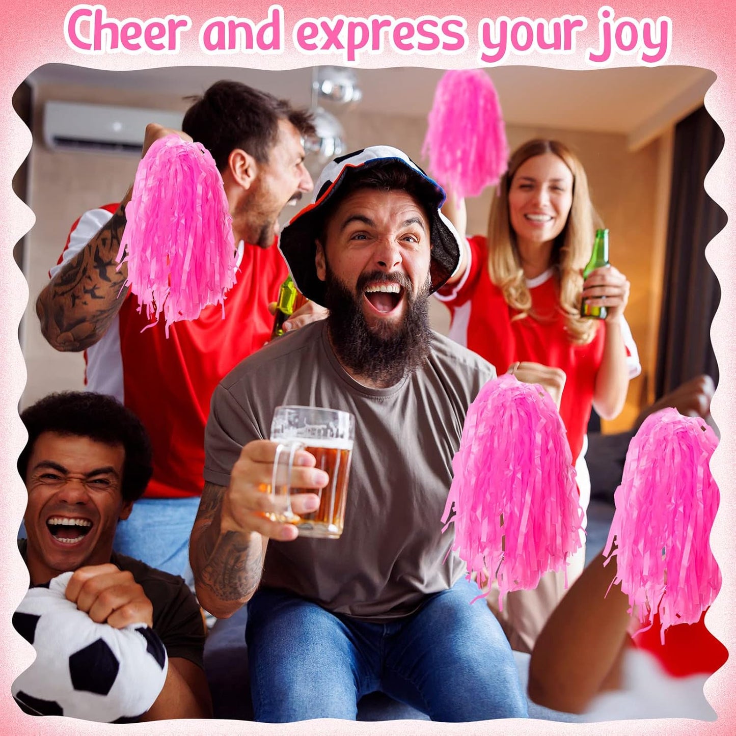 Meooeck 80 Pcs Cheerleading Pom Poms Sports Dance Spirit Cheer Pompoms with Handles Plastic Cheerleader Stuff for End of Year Grduation Party Sport Game Gymnastics Team Dance Club