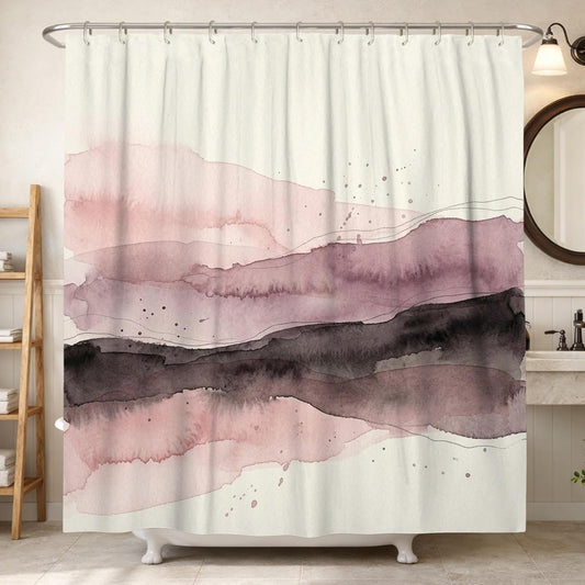 Abstract Shower Curtain, Modern Minimalistic Waves Splash None Peach Waterproof Fabric Toile Cloth Shower Curtains for Bathroom Bathtub Apartment Decor 72x72 Inch