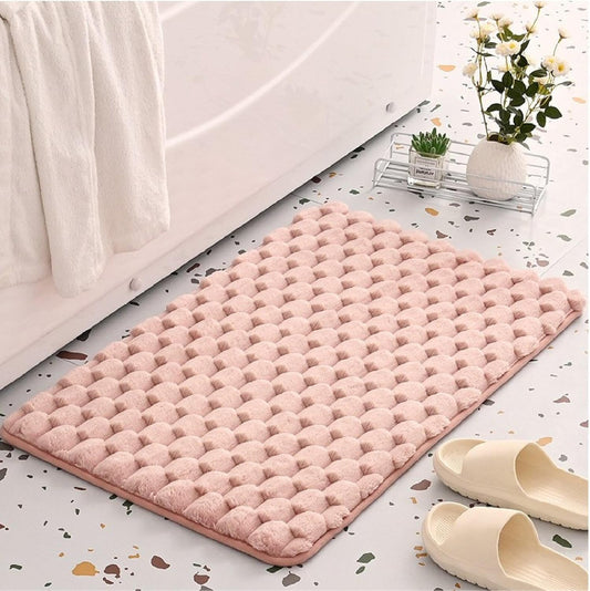Water-Absorbing Anti-Slip Floor mat, Geometric Bathroom Anti-Slip Floor mat, Door Foot mat, Soft and Lightweight Bathroom Floor (Pink, 24x17inch)