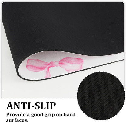 Pink Bow Bathroom Rugs 17X47 Inch Long Cute Bath Mats Pink Bathroom Decor Absorbent Non Slip Bath Rug with Rubber Backing for Home Laundry