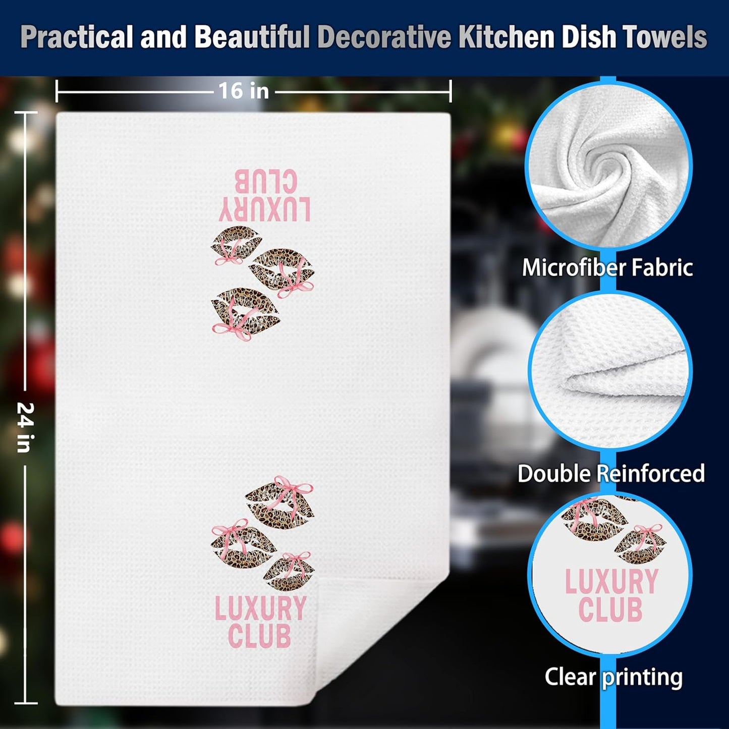 Coquette Pink Bow Leopard Bathroom Hand Towels, Cheetah Print Bathroom Decor, Preppy Y2k Leopard Kiss Decorative Hand Tea Towels for Bath Room Washroom Restroom, 16x24 Inches Set of 2