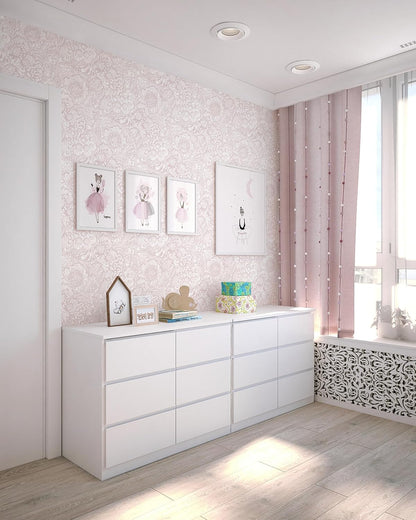 Peel and Stick Wallpaper Pink Boho Wall Paper Pink and White Floral Wallpaper for Bedroom Bathroom Removable Self-adhsive Contact Paper for Cabinets Nursery Vnyl Shelf Liner 17.3" x 118"