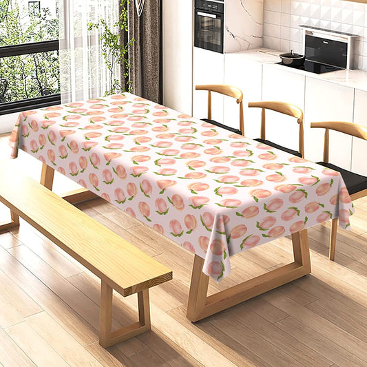 Peach Tablecloth Summer Sweet As A Peach Girls Birthday Party Decoration Disposable Plastic Table Cloth Table Cover Dining Room Kitchen Indoor Outdoor Decor 54 x108 Inch -Pack of 2