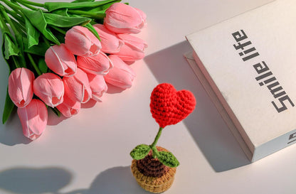 SITUMEIZI 15pcs Fake Tulips Artificial Flowers Real Touch Pink 14" PU Flower for Home Kitchen Decor Spring Easter Wedding Bouquet Decorations Office Valentine's Day Gifts(Rose Red)