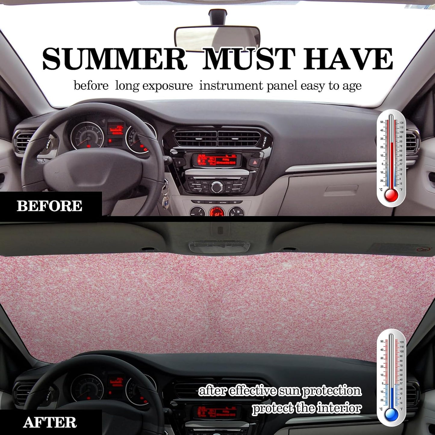 Windshield Sun Shade Foldable Car Front Window Covers for Car Accessories Sun Heat UV Rays Visor Protector Protection for Universal Cars SUV Truck(Pink Sequins)