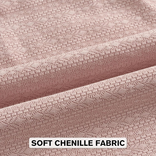 FUTEI Pack of 2 Solid Chenille Throw Pillow Covers 18x18 Inch Soft Farmhouse Decorative Accent Cushion Cases Modern Home Decor for Couch Living Room, Pink
