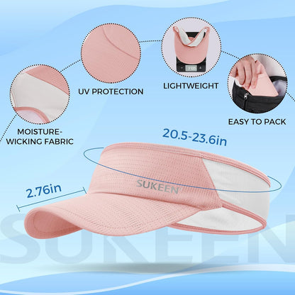 Sukeen Sports Sun Visor Men Women Lightweight Packable Cooling Stretchy Visor Hat for Running, Tennis, Golf