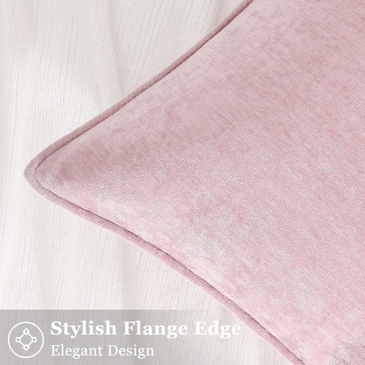 decorUhome Summer Couch Throw Pillow Covers 18x18 Set of 2, Decorative Soft Velvet Modern Cozy Chenille Pillow Cases with Elegant Design for Sofa Bed Living Room Home Decor, Blush Pink