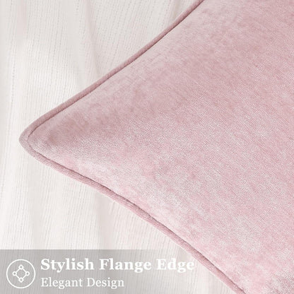 decorUhome Summer Couch Throw Pillow Covers 18x18 Set of 2, Decorative Soft Velvet Modern Cozy Chenille Pillow Cases with Elegant Design for Sofa Bed Living Room Home Decor, Blush Pink