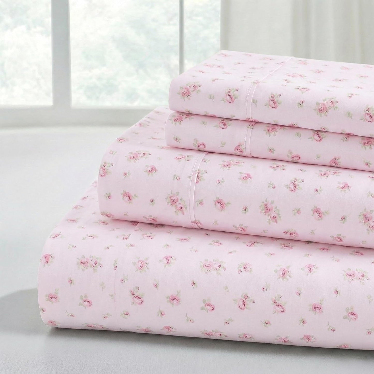 Modern Threads Silky Soft Microfiber and Wrinkle Free Sheets - Luxurious Microfiber Bed Sheets Includes Flat Sheet, Fitted Sheet with Deep Pockets, & Pillowcases Blush, Queen