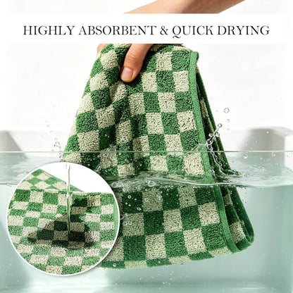Checkered Bath Towels Set of 3, 100% Cotton Bath Towels Large, 600GSM, 55 * 28 in, Luxury Shower Towels for Bathroom, Soft Absorbent Quick-Dry（Orange+Dark Green+Pink）