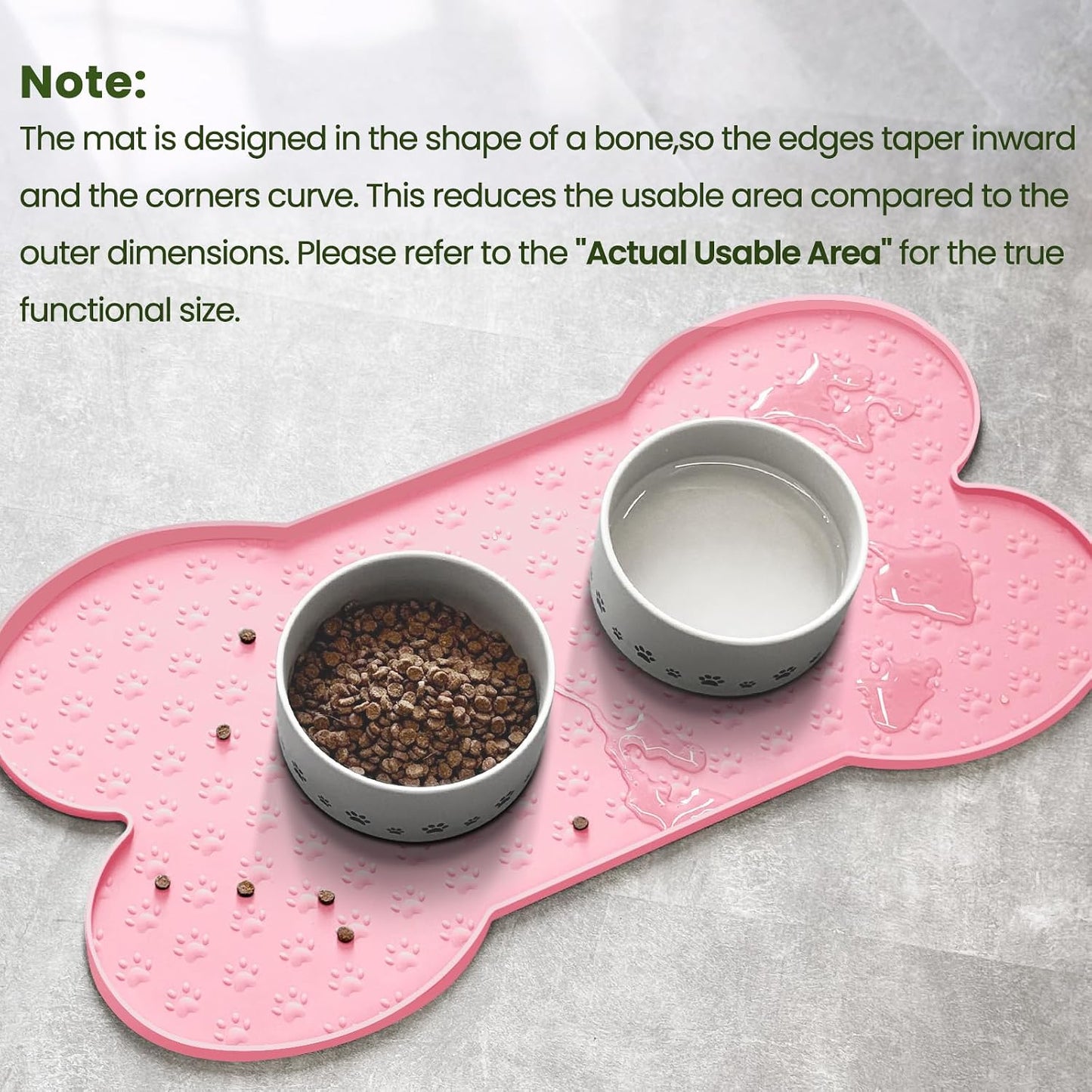 PWTAA Dog Food Mat Anti-Slip Silicone Dog Bowl Mat Thicker Pet Placemat Waterproof Cat Feeder Pad with Raised Edge Puppy Kitten Feeding Mats Suitable Small Medium-Sized Dogs Cats Eating Tray