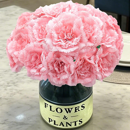 24 Pcs Pink Carnations Artificial Flowers, 11.4 Inch Faux Silk Carnations with Stems for Wedding Bouquets, Home Decor, Table Centerpieces
