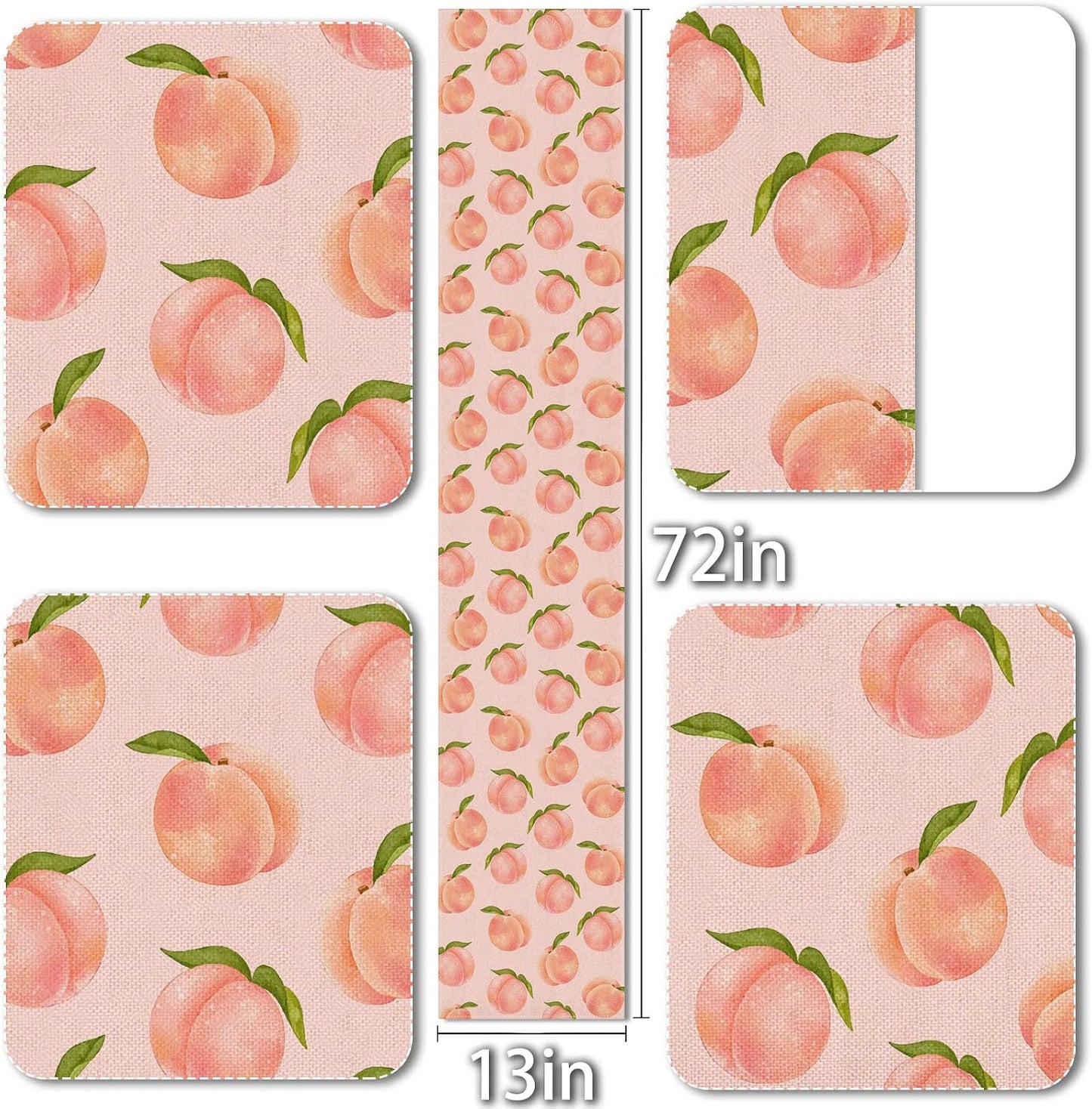 Vohado Linen Peach Fruit Table Runner Pink Summer One Sweet Peach Girl Birthday Party Decoration Home Kitchen Dining Room Tablecloth 72inches