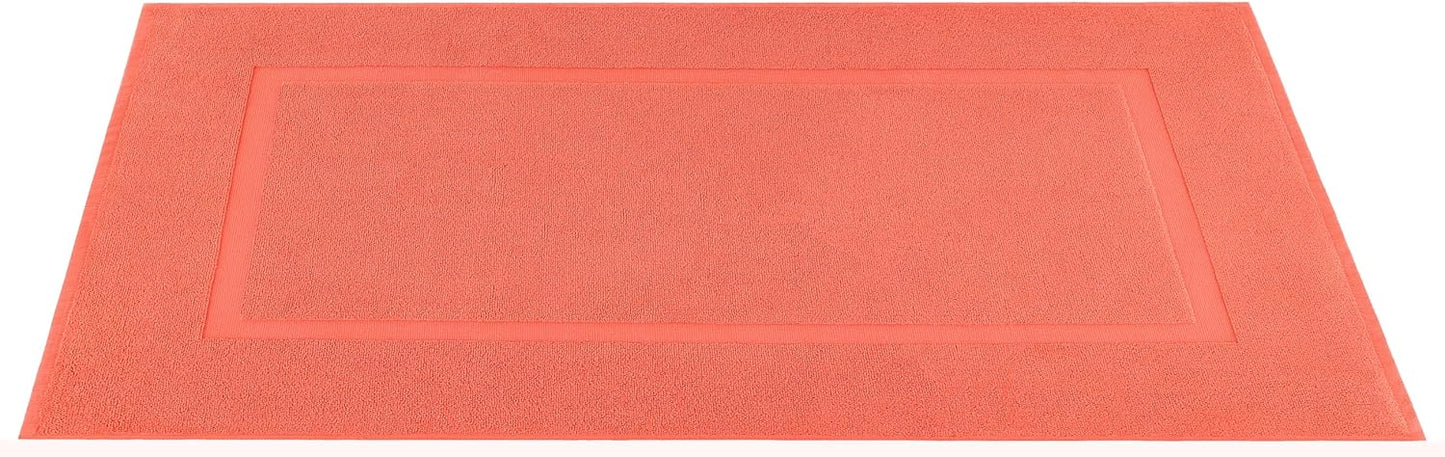 100% Cotton Bath Mats for Bathroom Floor Set of 2 Pack, 20x34 Soft Absorbent Washable Quick Dry Tub Bathmat, Coral